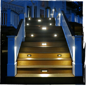 Deck stairs with built-in lighting